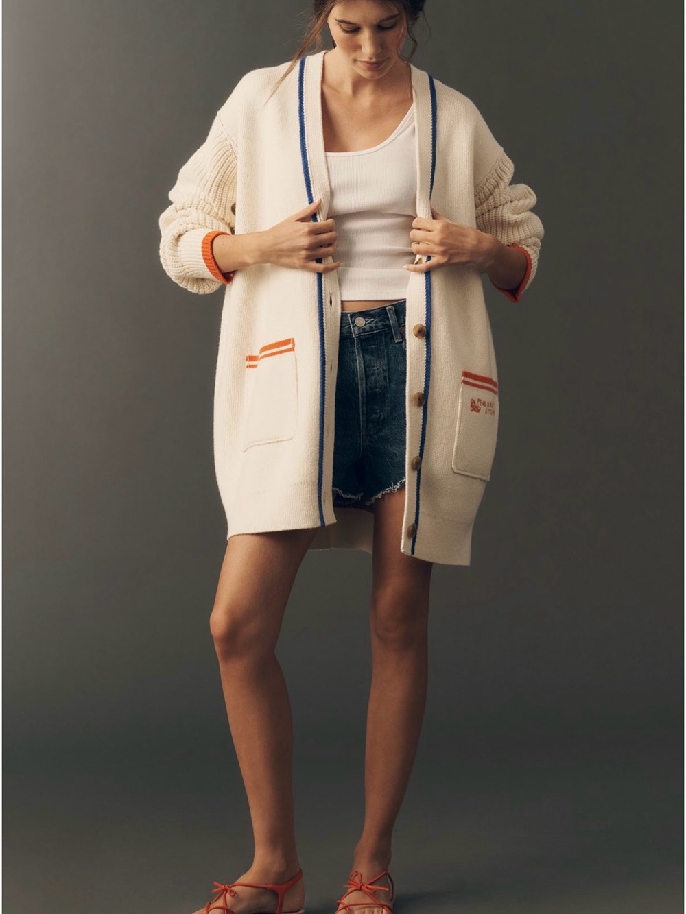 NWT Maeve Cotton Blend Veggie Motif Cardigan Sweater - Citrus - SP - Picture 3 of 12
